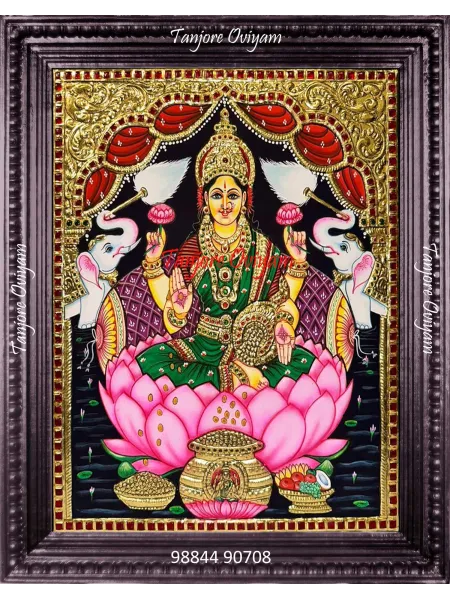 Gajalakshmi lotus Tanjore Painting